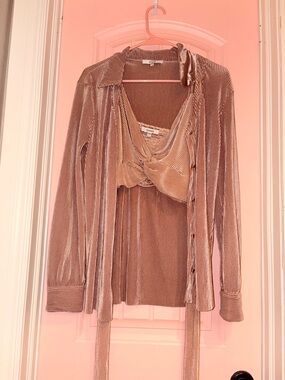 Velvet Ribbed 2-Piece Matching Set in Blush Taupe